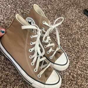 Converse High-Tops in Brown with White Accents